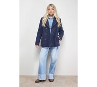 Oasis Double Breasted Blazer Coat In Navy navy 6