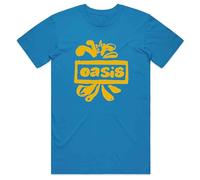 (2XL, Sapphire Blue) Oasis T Shirt Drawn Band Logo Definitely Maybe new Official Mens