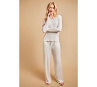 Oasis Women's Drawstring Waist Long Sleeve Nightwear Set in White | Size: Large Oasis White L