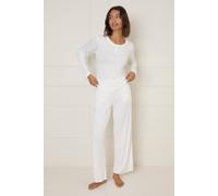 Oasis Drawstring Waist Long Sleeve Nightwear Set In White white M