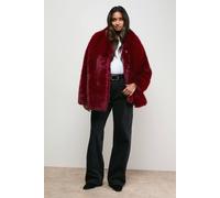 Oasis Ecru Fur Jacket With Scarf In Berry berry 18