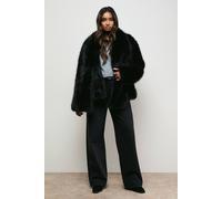 Oasis Ecru Fur Jacket With Scarf In Black black 14