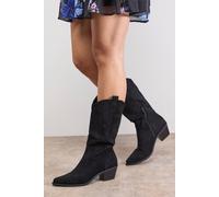 Oasis Women's Elaina Faux Leather Western Cowboy Calf Boots in Natural Black | Size: 7 Oasis Natural Black 7