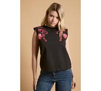 Oasis Women's Embellished Shoulder Pad Vest Top in Black | Size: 8