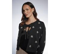 Oasis Embellished Tie Front Cardigan In Black black S