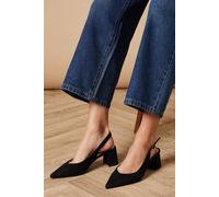 Oasis Enrya Faux Suede Slingback Low Block Heel Shoes In Natural Black natural black 4