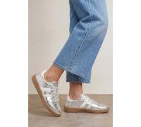 Oasis Erin Faux Metallic Leather Lace Up Trainers In Gold gold 3