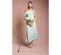 Oasis Fallen Shoulder Satin Bridesmaid Midi Dress In Sage sage 8