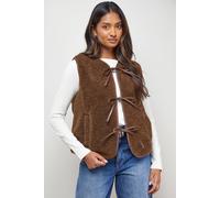 Oasis Faux Fur Gilet With Pu Binding In Chocolate chocolate 6