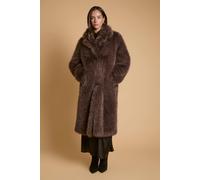 Oasis Women's Faux Fur Midi Coat in Chocolate | Size: 8