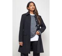 Oasis Women's Faux Wool Button Through Dolly Coat in Black | Size: 16