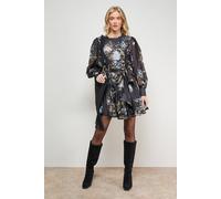 Oasis Women's Flippy Hem Belted Mini Dress | Size: 12 Oasis Multicolor 12