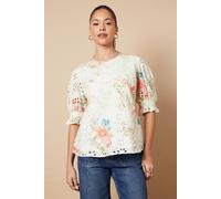 Oasis Floral Broderie Detail Blouse In Ivory ivory 6