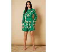 Oasis Women's Floral Chiffon Lace Trim Mini Dress in Green | Size: 6 Oasis Green 6