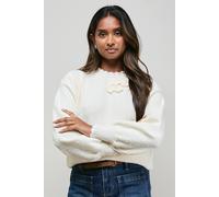 Oasis Floral Detail Long Sleeve Jumper In Ivory ivory L