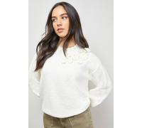 Oasis Floral Detail Long Sleeve Jumper In Ivory ivory L