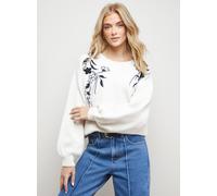 OASIS Floral Embroidered Crew Neck Jumper S