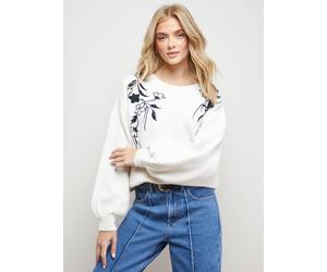 OASIS Floral Embroidered Crew Neck Jumper S
