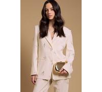 Oasis Women's Petite Floral Embroidered Tailored Blazer in Ivory | Size: 16 Oasis Ivory 16