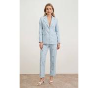 Oasis Floral Embroidered Tailored Blazer In Pale Blue pale blue