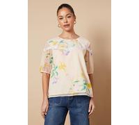 Oasis Floral Hand Embellished Trim Scoop Neck Half Sleeve Blouse multi 6