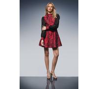 Oasis Floral Jacquard High Neck Flippy Mini Dress In Red red 18