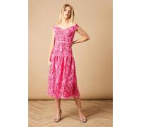 Oasis Floral Lace Off The Shoulder Midi Dress In Pink pink 8