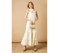 Oasis Floral Ruffle Detail Tiered Maxi Dress In Ivory ivory 14