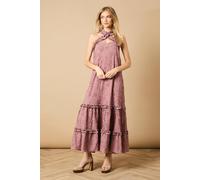 Oasis Floral Ruffle Detail Tiered Maxi Dress In Rose rose 14