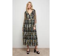 Oasis Women's Floral Ruffle Open Back Long Sleeve Midi Dress | Size: 12 Oasis Multicolor 12