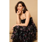 Oasis Floral Textured Strappy Midaxi Dress In Black black 10