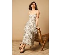 Oasis Floral Textured Strappy Midaxi Dress In Mono mono 10