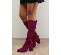 Oasis Florence Faux Suede Platform Block Heel Sock Knee Boots In Burgundy burgundy 8