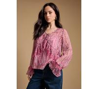 OASIS Fluted Sleeve Lace Trim Blouse 14