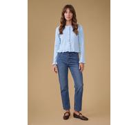 Oasis Frill Detail Button Up Cardigan In Baby Blue baby blue
