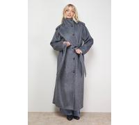 Oasis Funnel Sleeve Detail Belted Coat In Grey grey 18