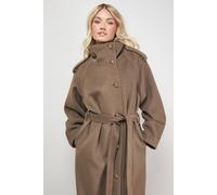 Oasis Women's Funnel Sleeve Detail Belted Coat in Mocha | Size: 16