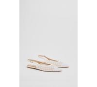 Oasis Women's Gemma Mesh Slingback Pointed Flat Shoes in White | Size: 5 Oasis White 5