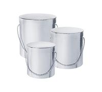 OASIS® Hamilton Hat Box with Lid (set of 3), Premium Quality Round Flower Box, Birthday Wedding Valentines Christmas Party Favor Boxes, Gift Boxes for Luxury Flower and Gift Arrangements, Silver