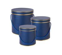 OASIS Hamilton Hat Box with Lid (set of 3), Premium Quality Round Flower Box, Birthday Wedding Valentines Christmas Party Favor Boxes, Gift Boxes for Luxury Arrangements, Navy, Small / Medium / Large