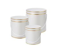 OASIS® Hamilton Hat Box with Lid (set of 3), Premium Quality Round Flower Box, Birthday Wedding Valentines Christmas Party Favor Boxes, Gift Boxes for Luxury Flower and Gift Arrangements, White