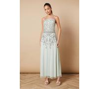 Oasis Hand Embellished Occasion Square Neck Maxi Dress In Sage sage 10