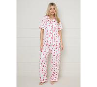 OASIS Heart Print Short Sleeve Jersey Pyjama Set M