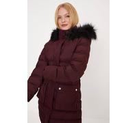 Oasis Heat Seal Midi Puffer Jacket In Berry berry 10