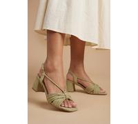 Oasis Heidi Faux Suede Flared Block Heel Strappy Sandals In Green green