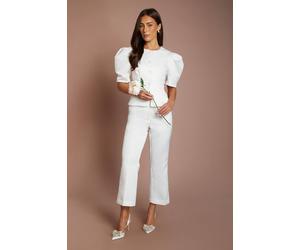 Oasis Hen Matte Satin Tailored Trouser In Ivory ivory
