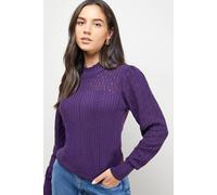 Oasis High Neck Pointelle Jumper In Aubergine aubergine S