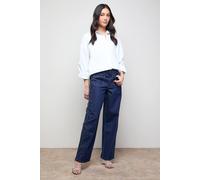 Oasis Hotfix Pocket Detail Wide Leg Jean In Dark Wash dark wash