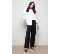 Oasis Women's Hotfix Pocket Detail Wide Leg Jean in Washed Black | Size: 10 Oasis Washed Black 10
