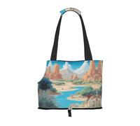 Oasis in The Desert Printed Portable pet Shoulder Bag, Suitable for Small Dogs and Cats, Shopping and Travel Dual-Purpose Bag
